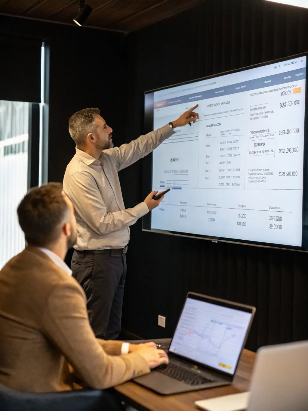 A coach explaining financial planning concepts on a digital whiteboard during an online session.