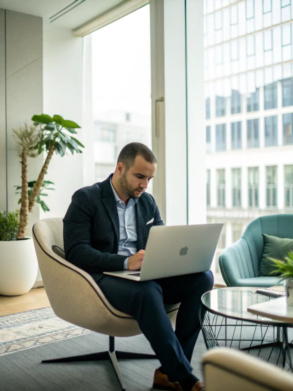 An entrepreneur participating in a Zoom coaching session, brainstorming growth strategies with the coach.